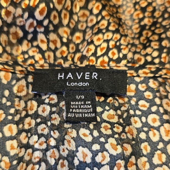 Haver Black and White Long Sleeve Tie Front Blouse L - Picture 2 of 4